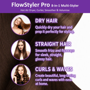 Alternative view of HiTechBeauty FlowStyler Pro 8-in-1 Multi-Styler - Hot Air Dryer, Curler, Smoother & Volumiser
