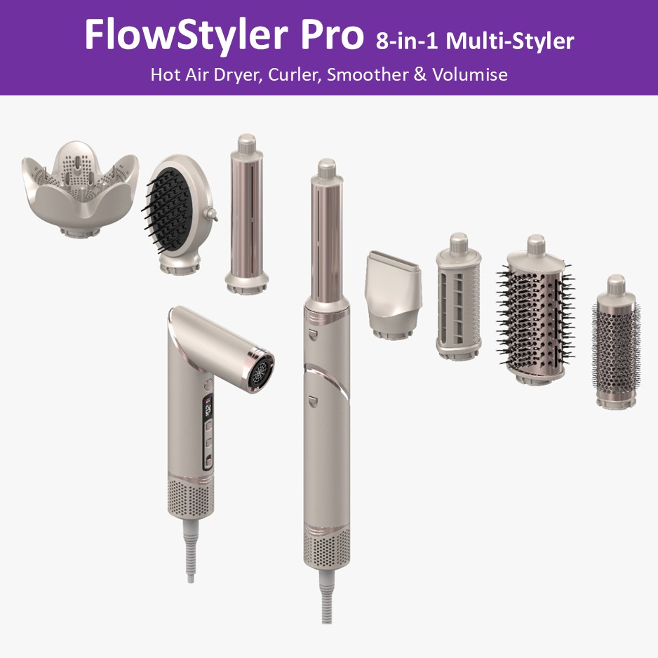 HiTechBeauty FlowStyler Pro 8-in-1 Multi-Styler - Hot Air Dryer, Curler, Smoother & Volumiser - Image 5